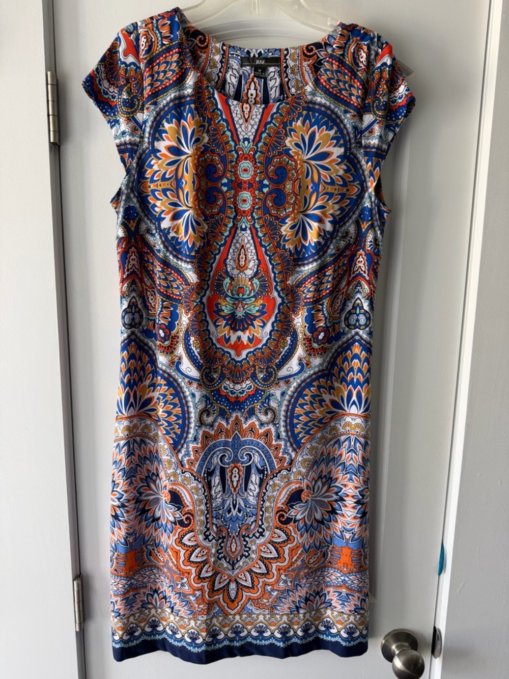 NWOT R&K Multicolor Paisley Midi Dress - Blue & Orange